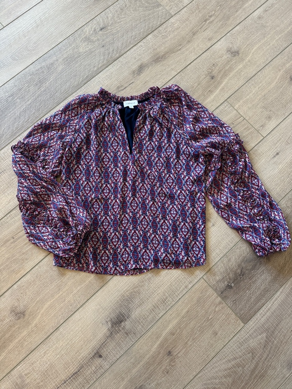 Evereve Long-Sleeve Top - Burgundy Multi